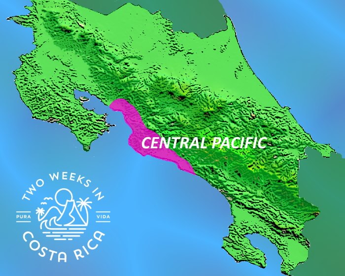 Map Costa Rica Central Pacific Coast Region