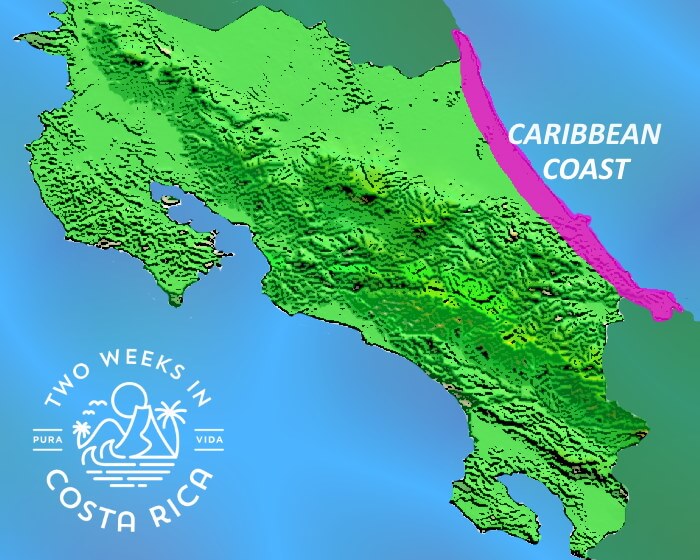 Map Caribbean Coast Costa Rica