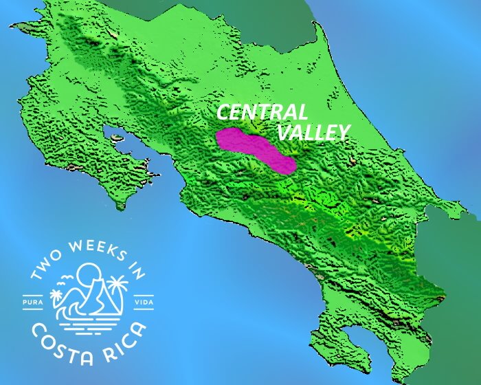 Map Costa Rica Central Valley