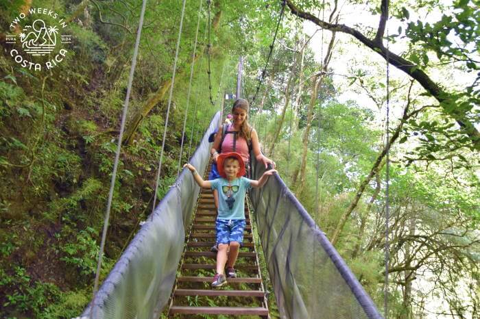Hanging Bridge with Kids Oropendola Waterfall