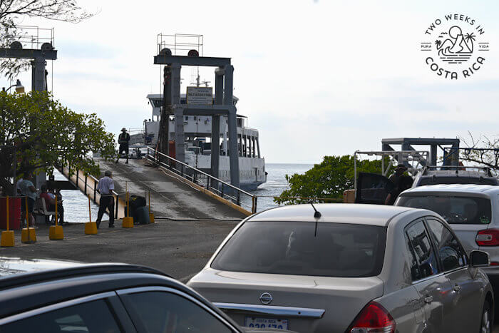 Cars lined up to board ferry